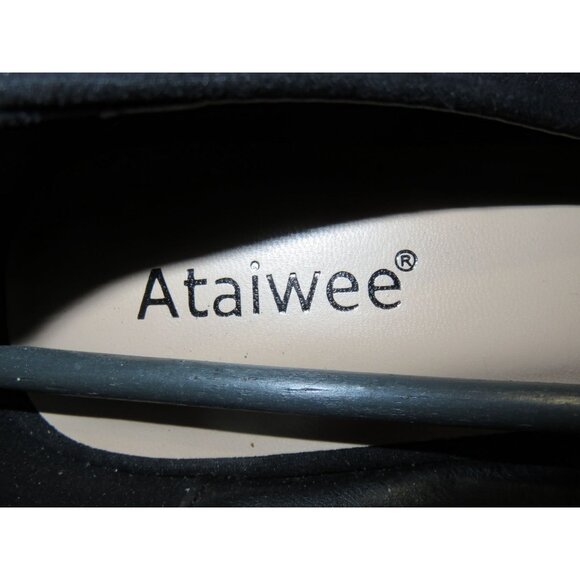 Ataiwee Classic Black Wide Width Pointed Toe Vegan Leather Ballet flats - Picture 4 of 6